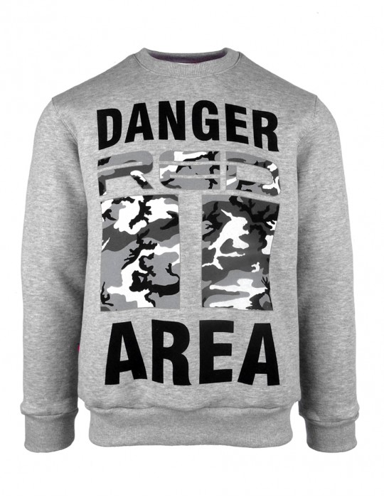DR M Sweatshirt Danger Area B&W Logo Grey